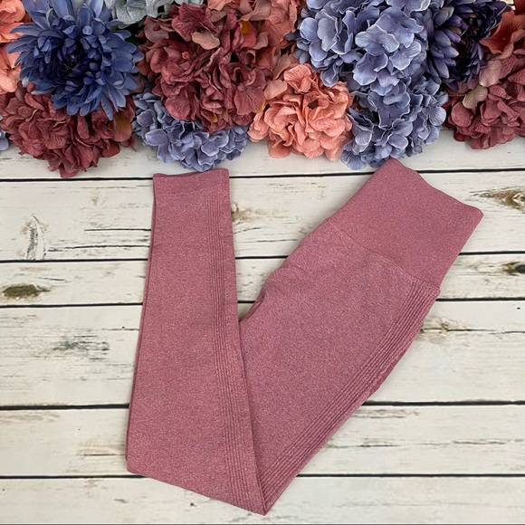 High Waist Seamless Pink Butt Lifting Yoga Pants - Picture 10 of 16